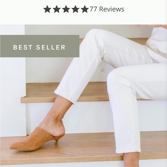 Jenni Kayne Walnut Color Oiled Leather Kitten Heeled Mules - Picture 14 of 16